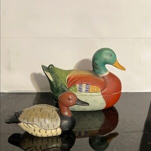 Hand-Painted Ceramic Duck Decorative Figurine - Multi-Color